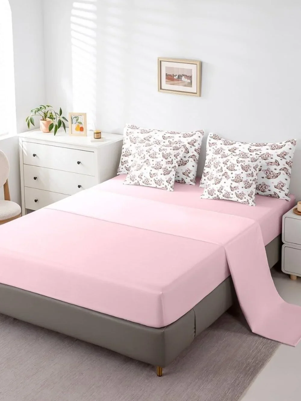 Cowgirl 7 Pieces Bedding Set Twin,Western Tribal Boots Pink Princess Bowknot Whi